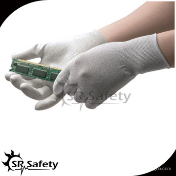 SRSAFETY 13g nylon y carbono PU recubiertos ESD guantes de ajuste de palma